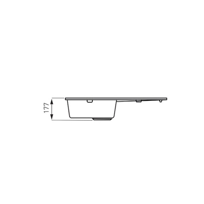 Chiuveta granit Ferro, Mezzo II, dreptunghiulara, 1 cuva cu picurator, 780x480 mm, grafit [3]