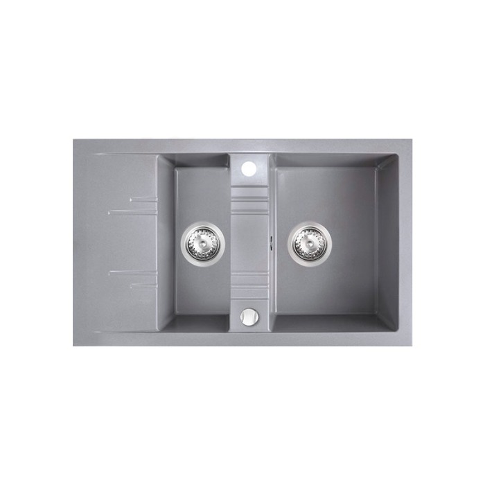 Chiuveta granit Ferro, Mezzo II, dreptunghiulara, 2 cuve cu picurator, 790x480 mm, gri [1]