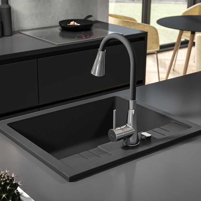 Chiuveta granit Ferro, Mezzo II, patrata, 1 cuva, 580x480 mm, grafit [4]