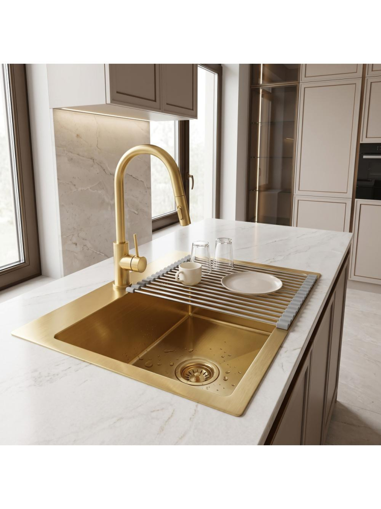 Chiuveta otel inoxidabil REA Leo 50 500x450 mm auriu periat set accesorii [6]