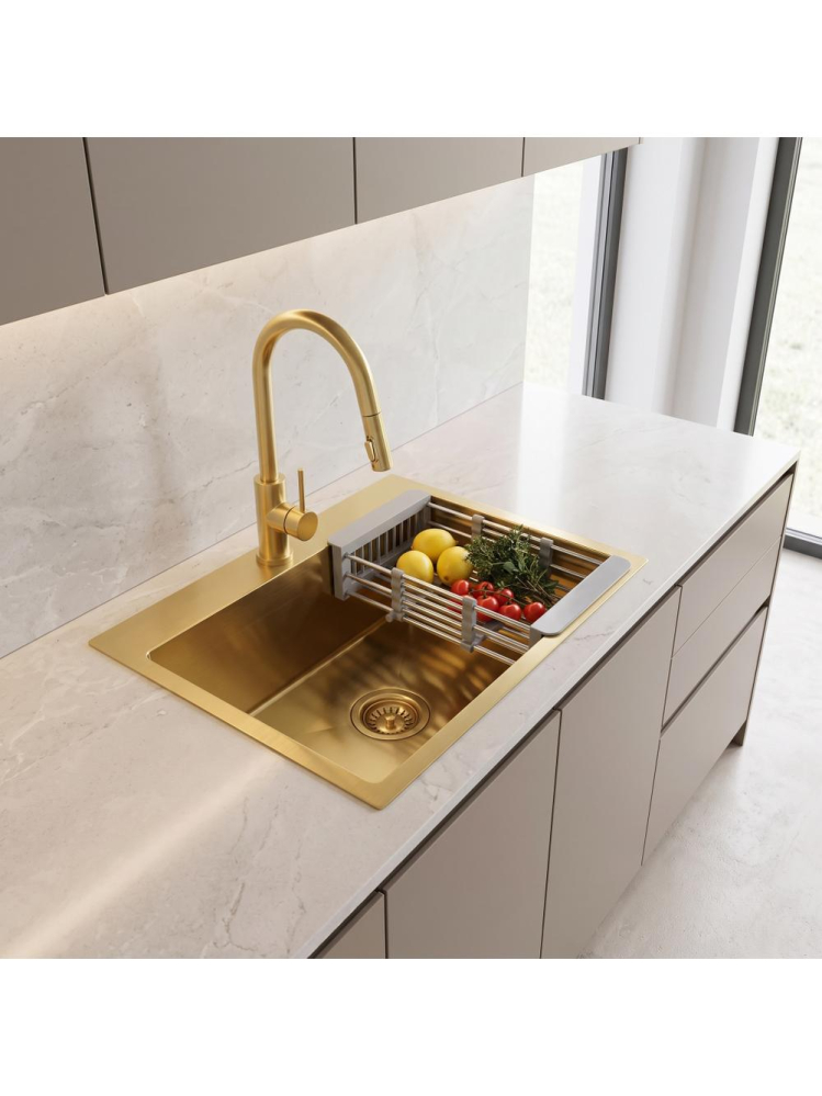 Chiuveta otel inoxidabil REA Leo 50 500x450 mm auriu periat set accesorii [5]