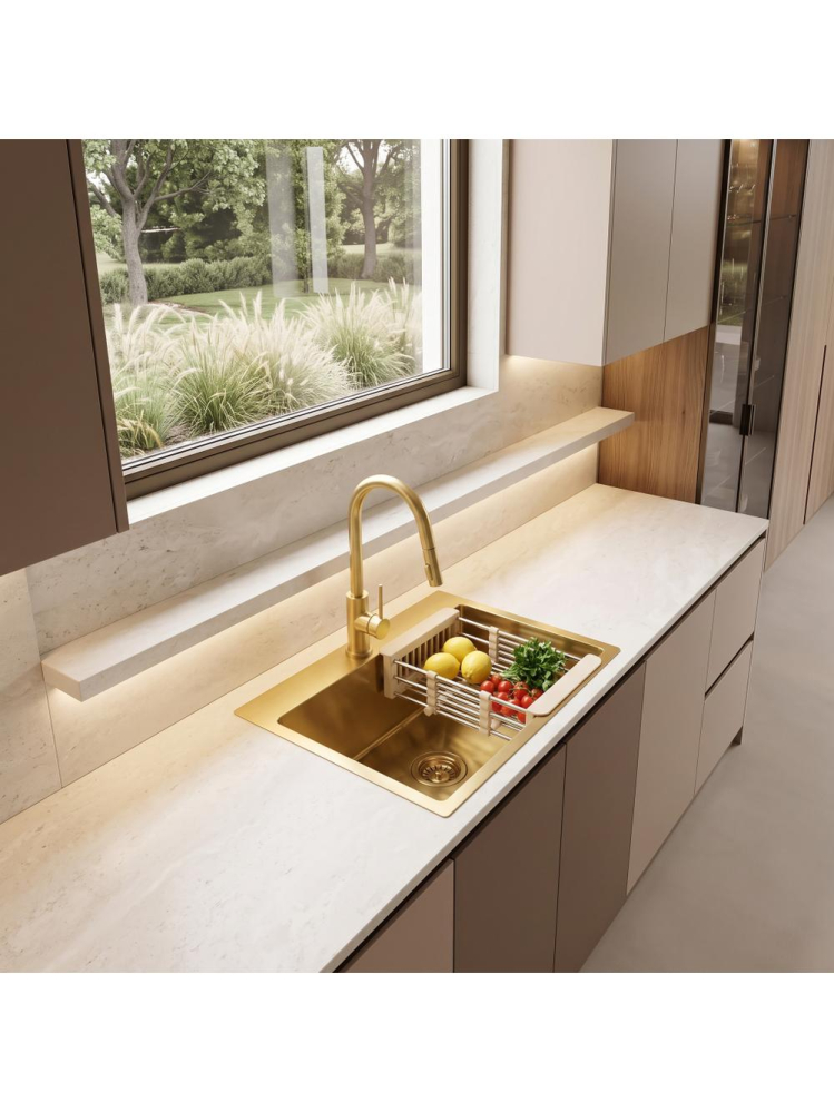 Chiuveta otel inoxidabil REA Leo 50 500x450 mm auriu periat set accesorii [7]