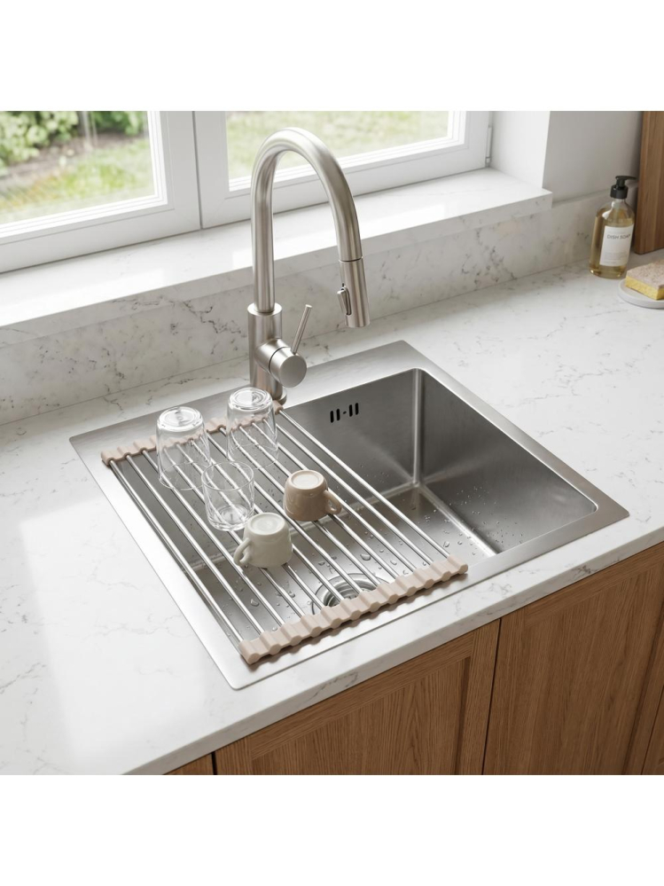 Chiuveta otel inoxidabil REA Leo 50 Nickel Periat 500x450x185mm cu accesorii [8]