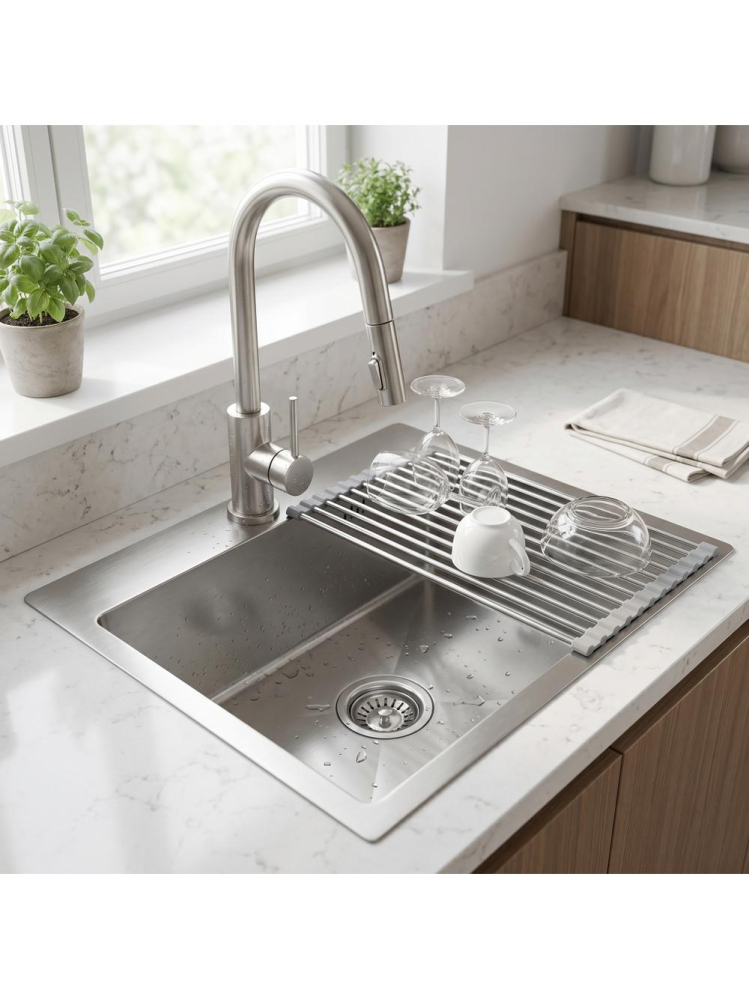 Chiuveta otel inoxidabil REA Leo 50 Nickel Periat 500x450x185mm cu accesorii [6]