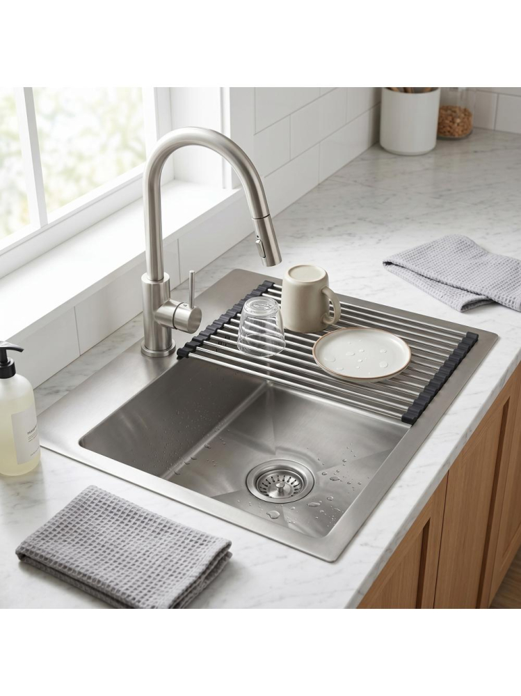 Chiuveta otel inoxidabil REA Leo 50 Nickel Periat 500x450x185 mm set accesorii [3]