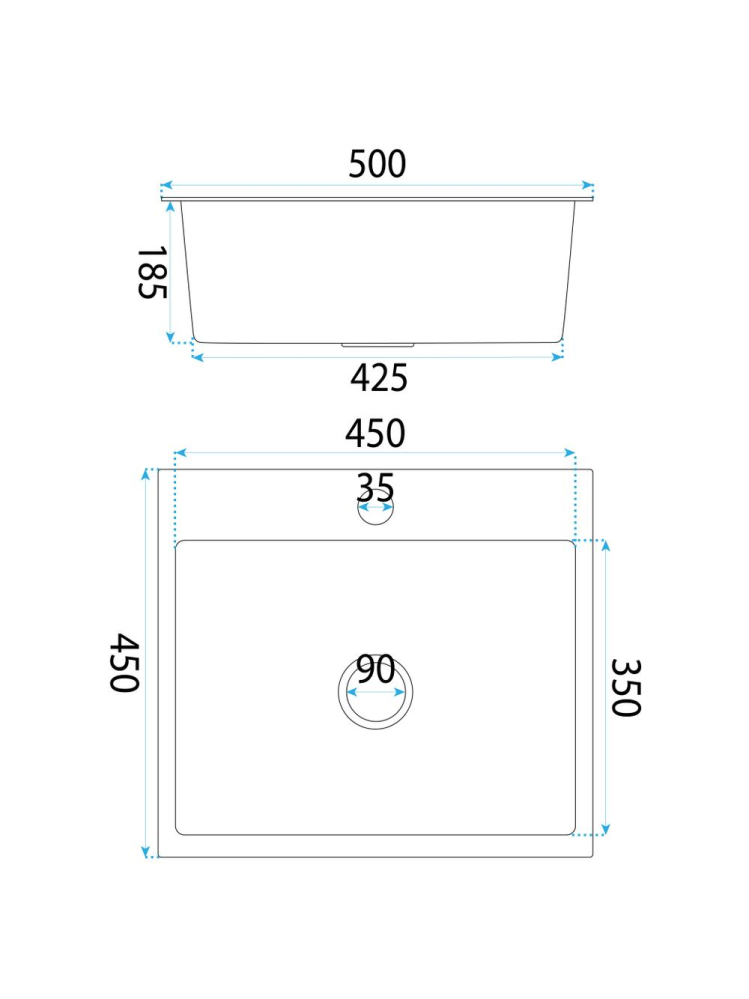Chiuveta otel inoxidabil REA Leo 50 Nickel Periat 500x450x185 mm set accesorii [9]