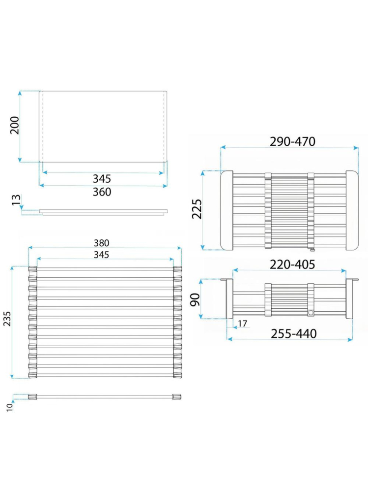 Chiuveta din otel inoxidabil REA Leo 50 negru mat 500x450x185mm cu accesorii [11]