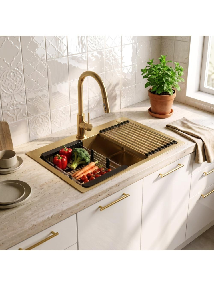 Chiuveta otel inoxidabil REA Liam 580x450 mm auriu periat set accesorii [4]