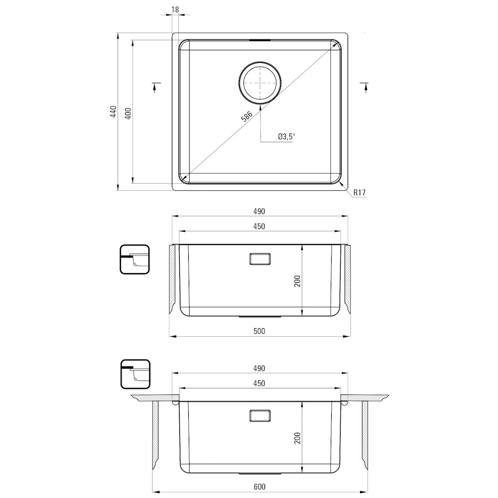 Chiuveta inox Deante Egeria 49x44 cm crom [3]