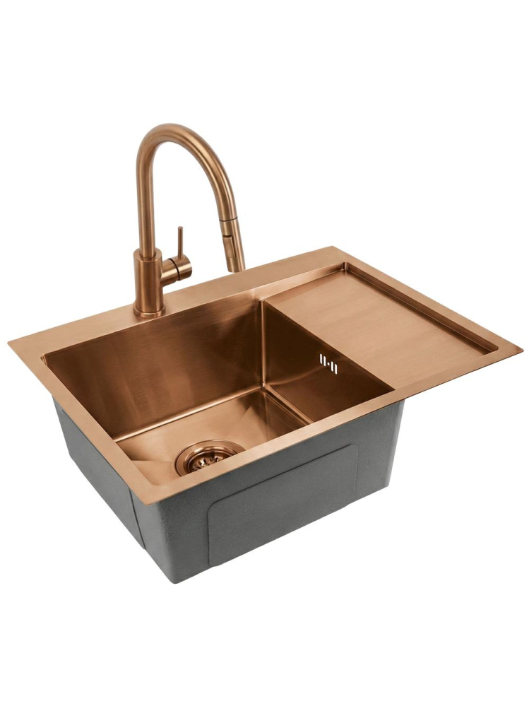 Chiuvetă inox Fin 62x48 cm cu baterie cupru periat [8]