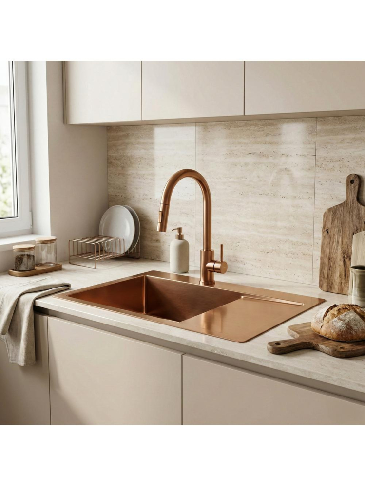 Chiuvetă inox Fin 62x48 cm cu baterie cupru periat [5]