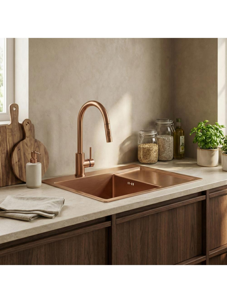 Chiuvetă inox Fin 62x48 cm cu baterie cupru periat [3]