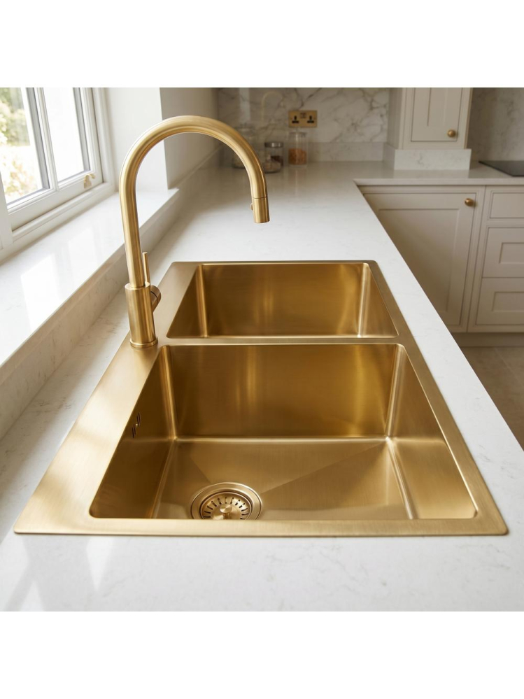 Chiuvetă inox Joel 83x55 cm auriu periat [6]