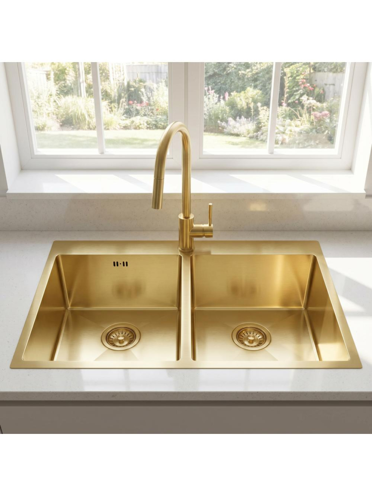 Chiuvetă inox Joel 83x55 cm auriu periat [9]