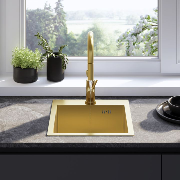 Chiuvetă inox Leo 40 auriu periat [3]