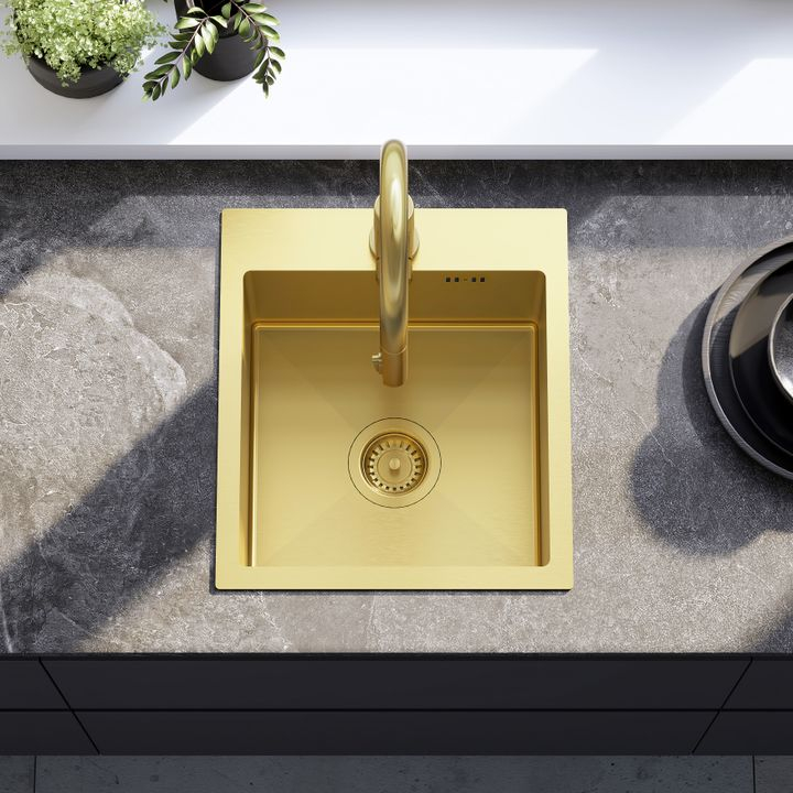 Chiuvetă inox Leo 40 auriu periat [4]