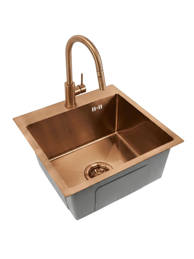 Chiuvetă inox Leo 40x45 cm cu baterie cupru periat [7]