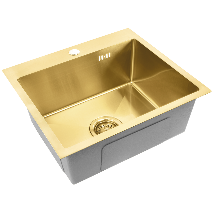 Chiuvetă inox Leo 50 cu baterie auriu periat [8]