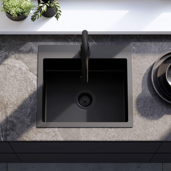 Chiuvetă inox Leo 50 cu baterie negru [3]