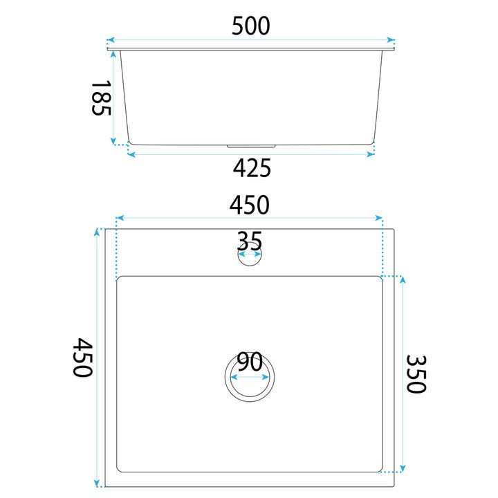 Chiuvetă inox Leo 50 cu baterie negru [9]
