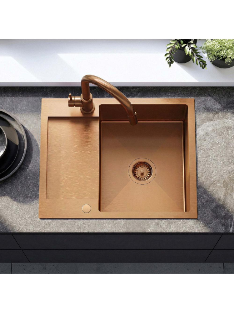 Chiuvetă inox Paul 60x48 cm cu baterie cupru periat [3]