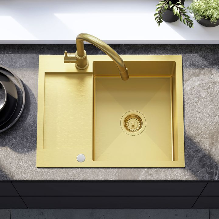 Chiuvetă inox Paul auriu periat [5]