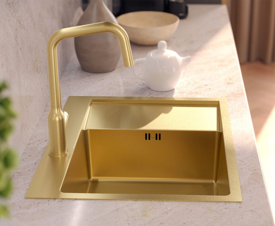 Chiuvetă inox RUSSEL 116 auriu [5]