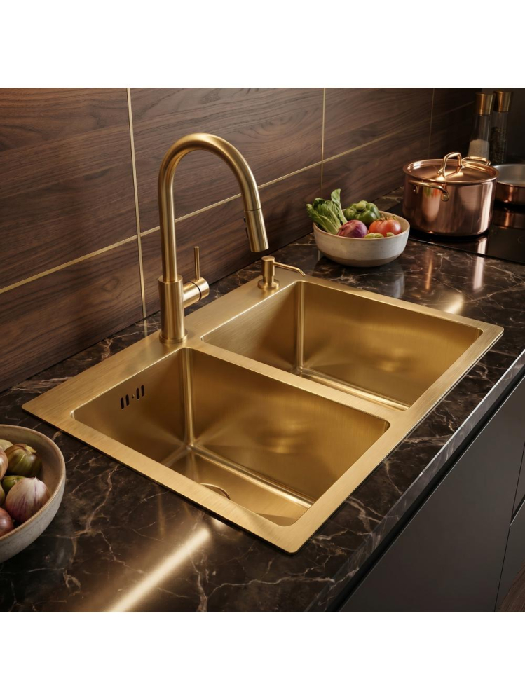 Chiuvetă inox Toby 56x48 cm auriu periat [6]