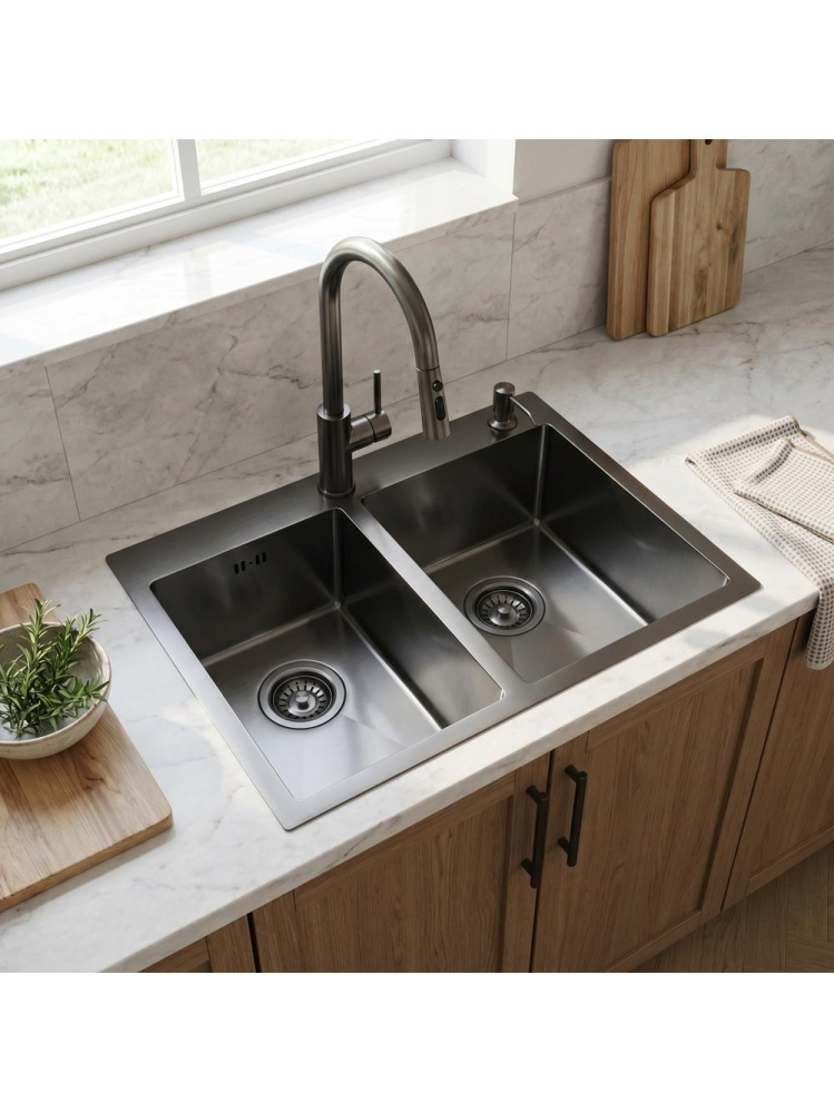 Chiuvetă inox Toby 56x48 cm negru [3]