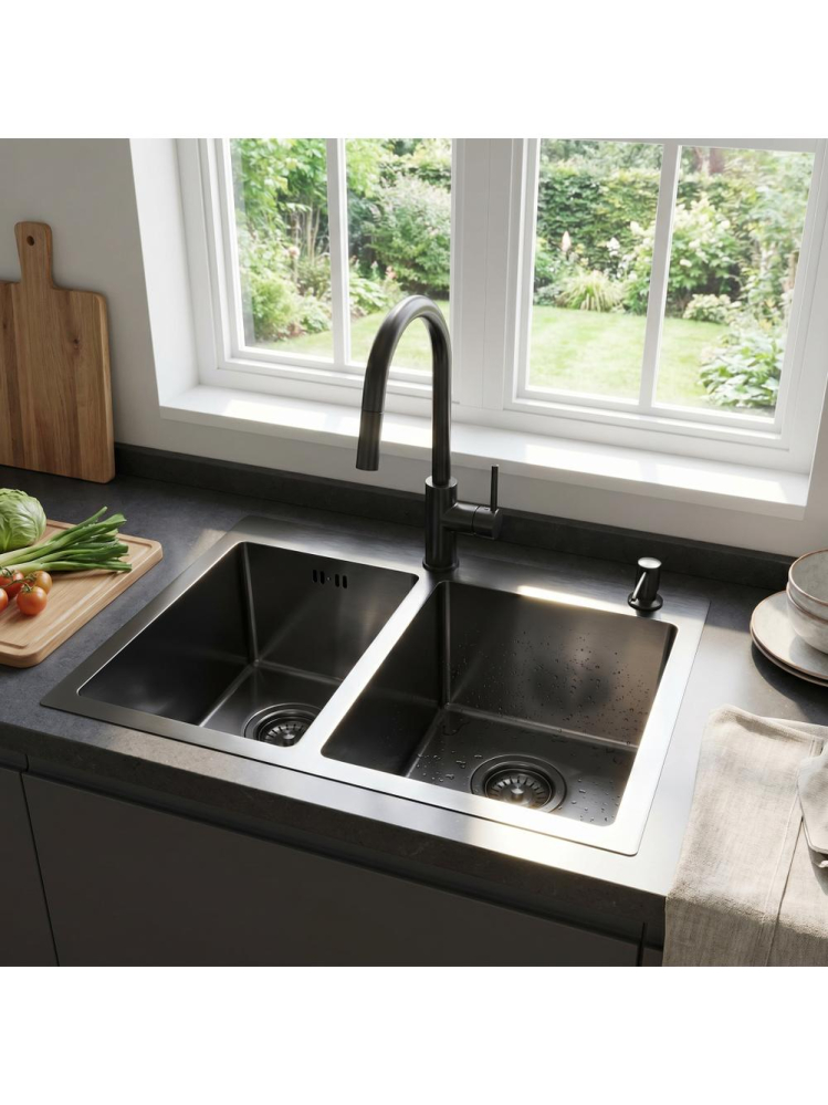 Chiuvetă inox Toby 56x48 cm negru [4]