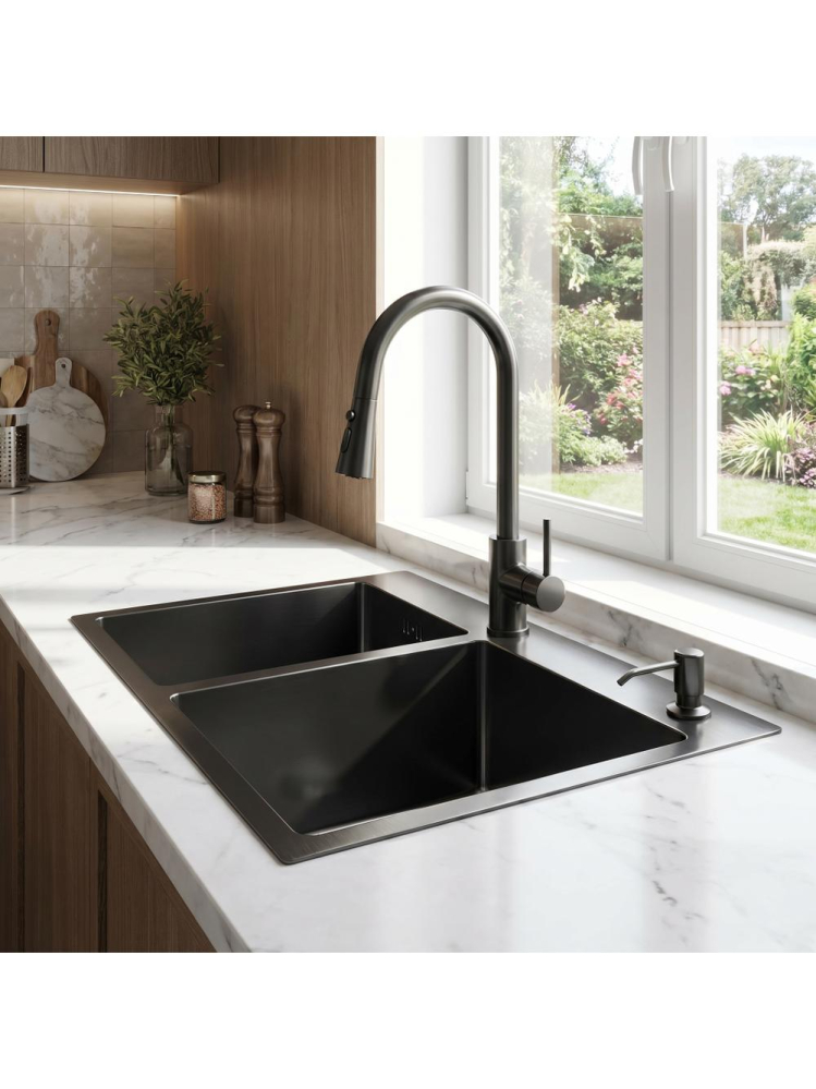 Chiuvetă inox Toby 56x48 cm negru [6]