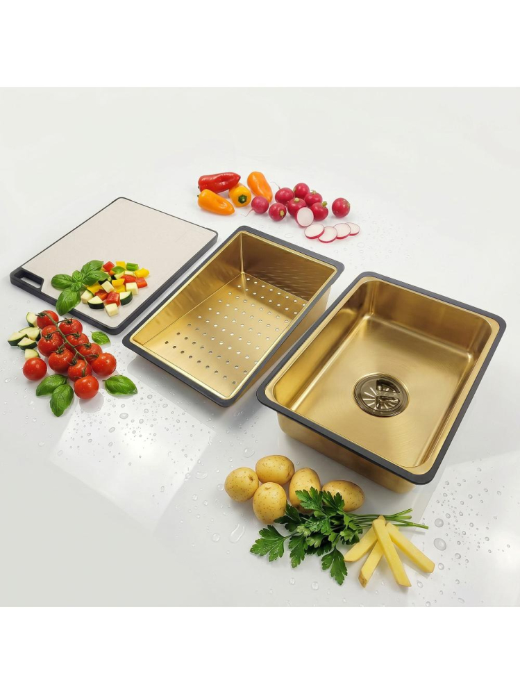 Chiuvetă multifuncțională din oțel 10 în 1 REA Alonzo 75x46 cm auriu periat [8]
