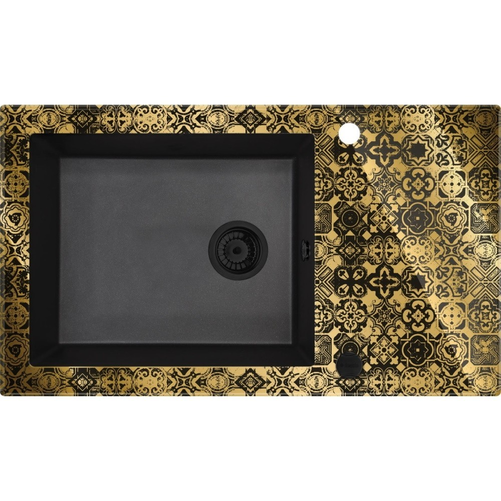 Chiuveta sticla-granit Deante Capella Precious 50x86 cm auriu/grafit [1]