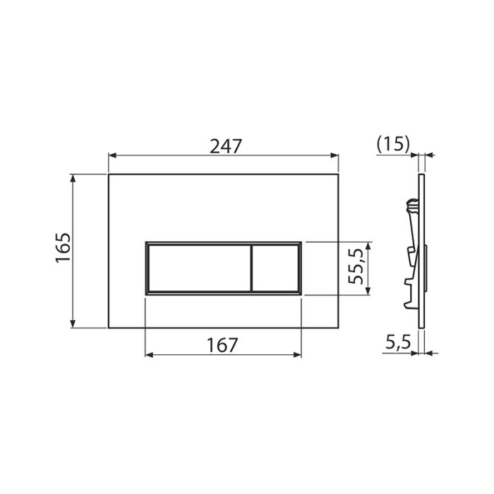 Clapeta de actionare, Alcadrain, Thin, M572, cu doua volume, crom mat [2]