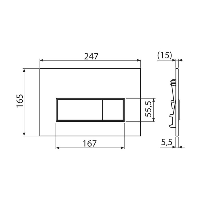 Clapeta de actionare, Alcadrain, Thin, M576, cu doua volume, alb mat [2]