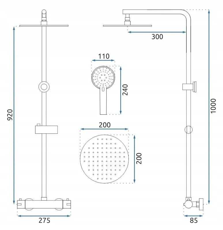 Coloana de dus auriu periat cu baterie termostatata Rea Bliss [7]