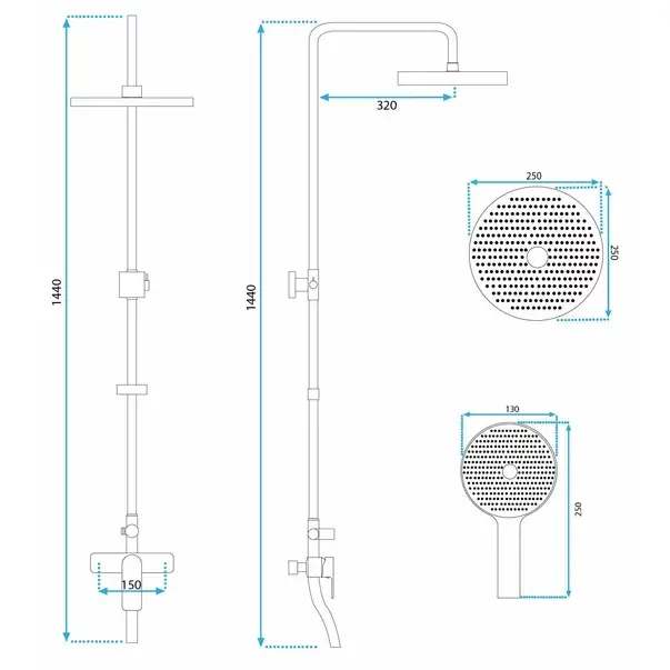 Coloana de dus cu baterie monocomanda auriu Rea Bloom [6]