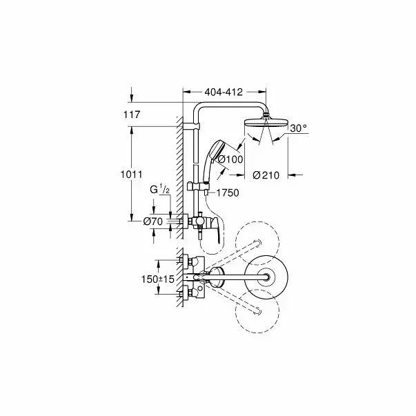 Coloana de dus cu baterie monocomanda Grohe Tempesta Cosmopolitan 210 [2]