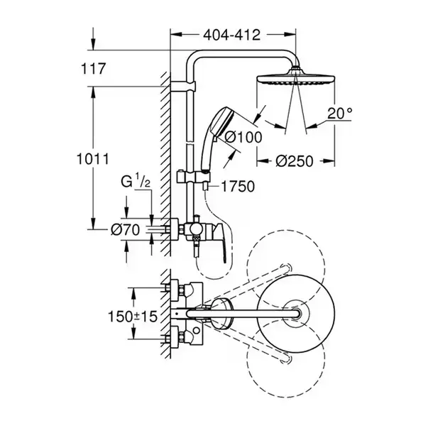 Coloana de dus cu baterie monocomanda Grohe Tempesta Cosmopolitan 250 [5]