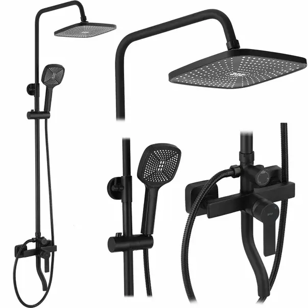 Coloana de dus cu baterie monocomanda negru mat Rea Argus [1]