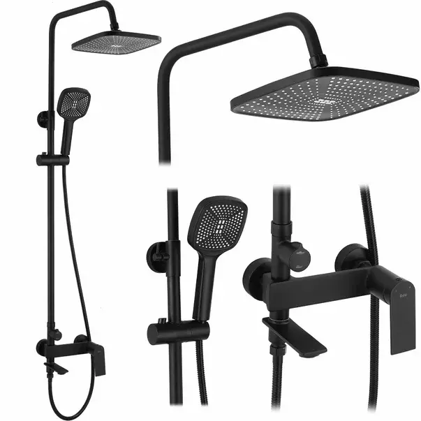 Coloana de dus cu baterie monocomanda negru mat Rea Storm [1]