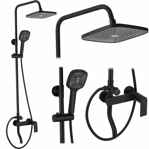 Coloana de dus cu baterie monocomanda negru mat Rea Storm cu pipa lunga [1]