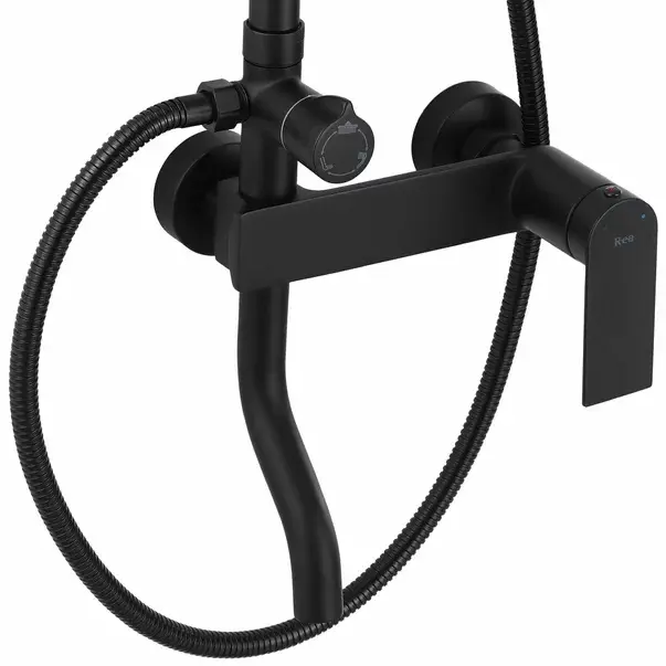Coloana de dus cu baterie monocomanda negru mat Rea Storm cu pipa lunga [2]