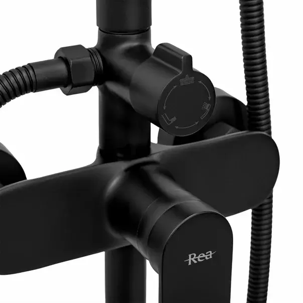 Coloana de dus cu baterie monocomanda negru Rea Verso [7]