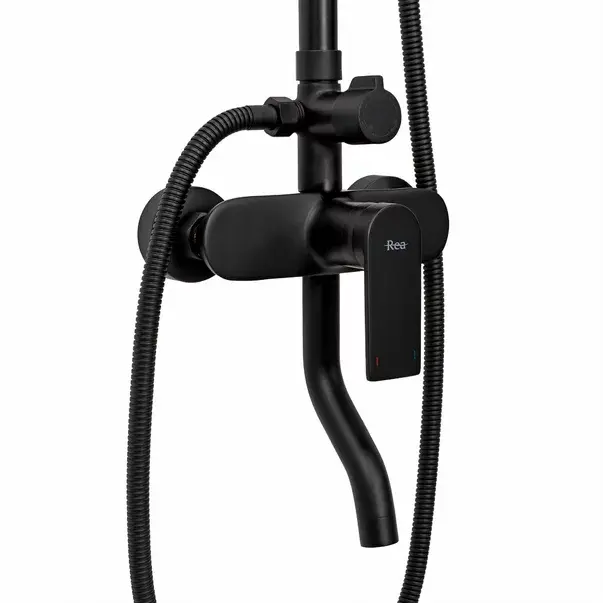 Coloana de dus cu baterie monocomanda negru Rea Verso [6]