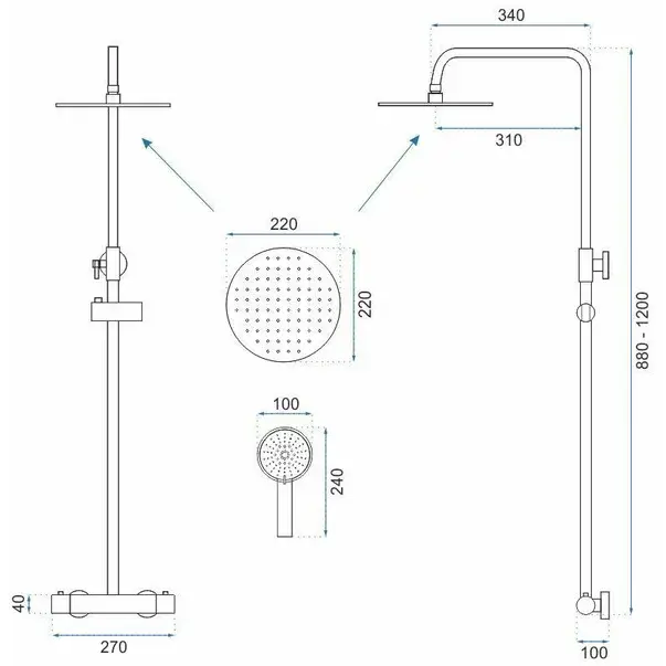 Coloana de dus cu baterie termostatata auriu Rea Parot [10]