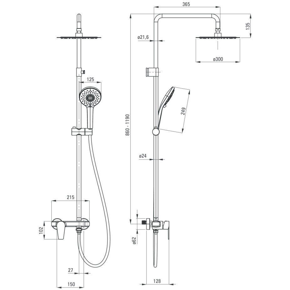 Coloana de dus cu baterie termostatata Deante Agawa [3]
