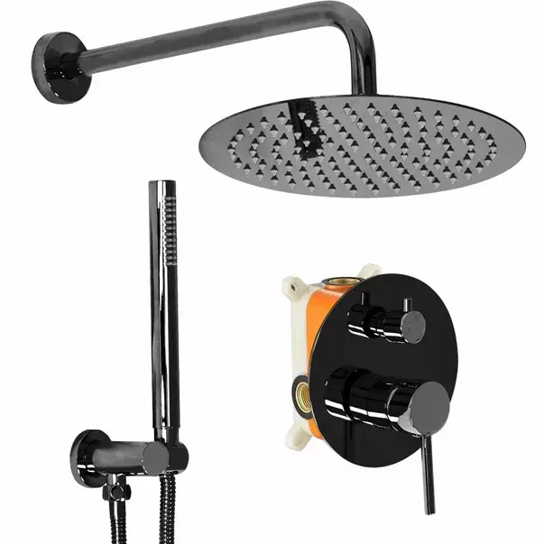 Coloana de dus cu baterie termostatata incastrata negru Rea Lungo [1]