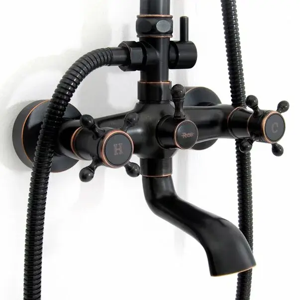 Coloana de dus cu pipa pentru cada Rea Retro negru mat [6]