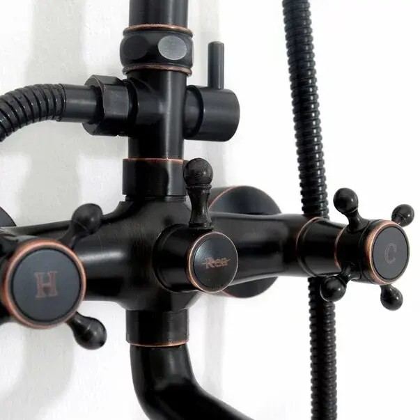 Coloana de dus cu pipa pentru cada Rea Retro negru mat [9]